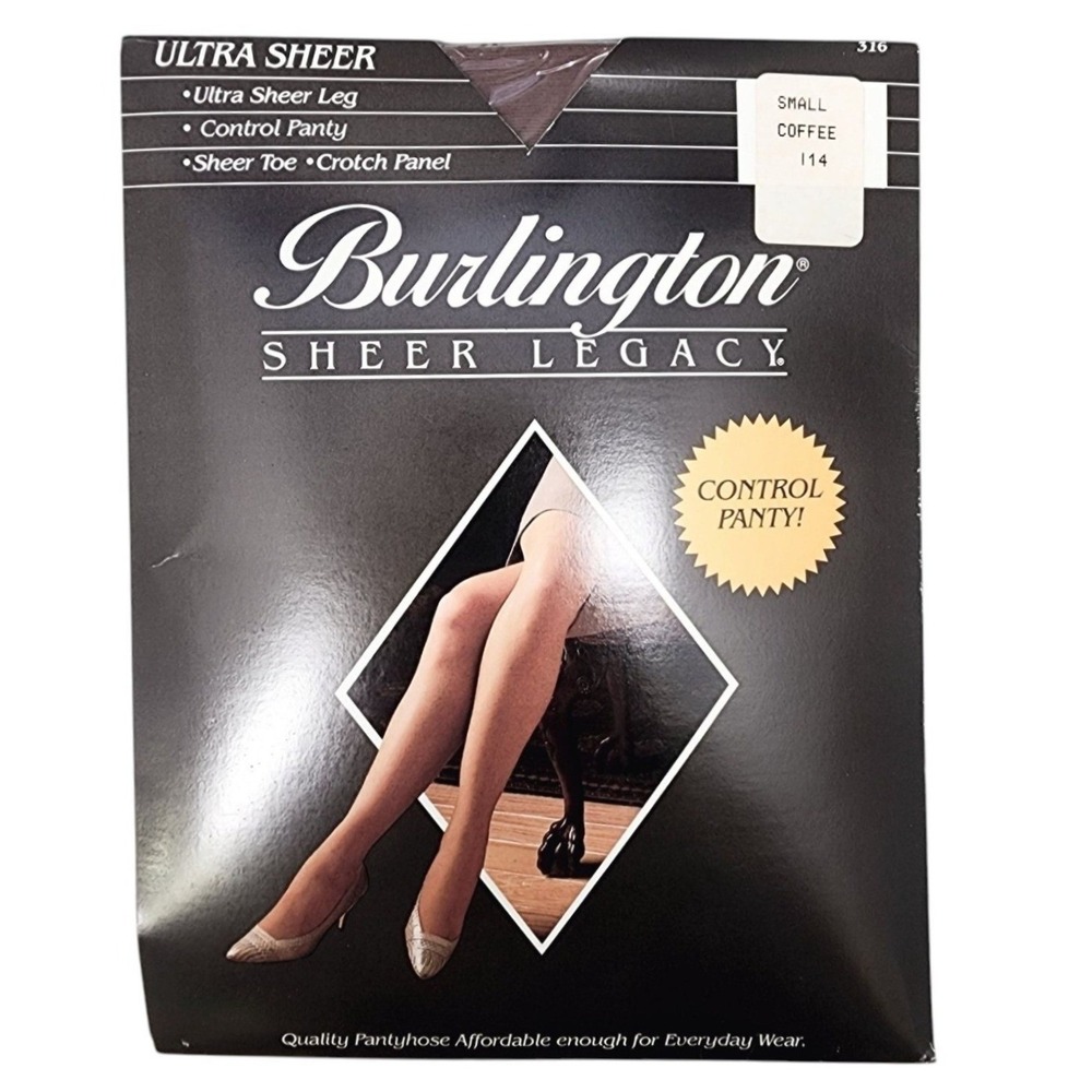 NEW Burlington Sheer Legacy Ultra Sheer Control Pantyhose Coffee Small Vintage
